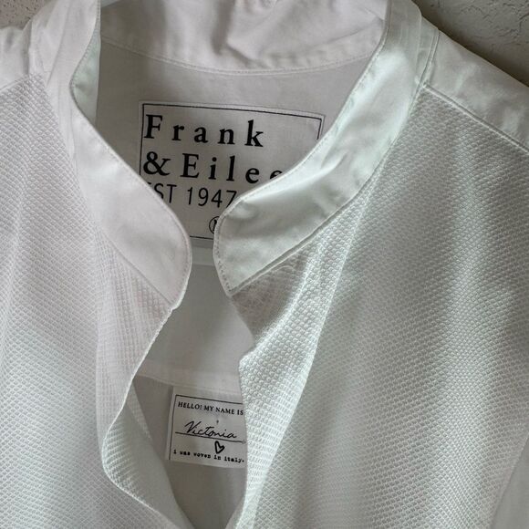 Frank & Eileen Victoria White Shirt | Italian Cotton Button Up Size M - Picture 6 of 12